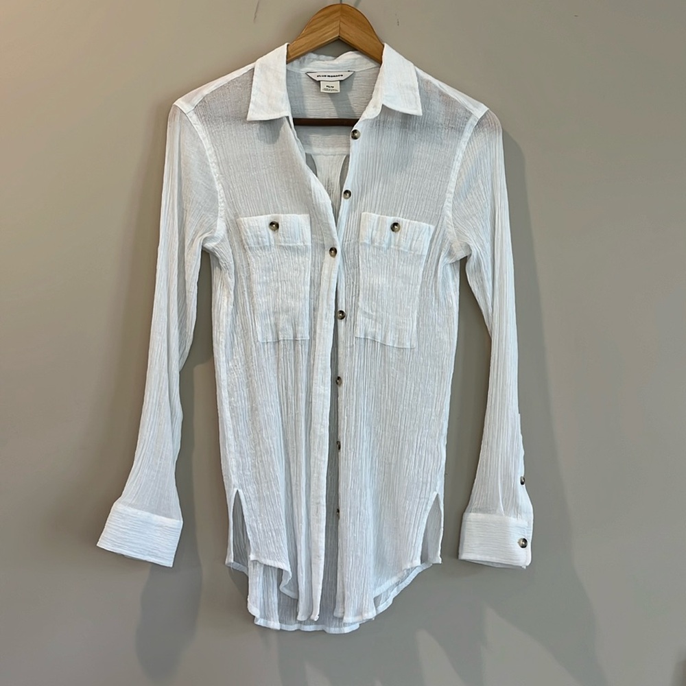 Club Monaco White Textured Button Down